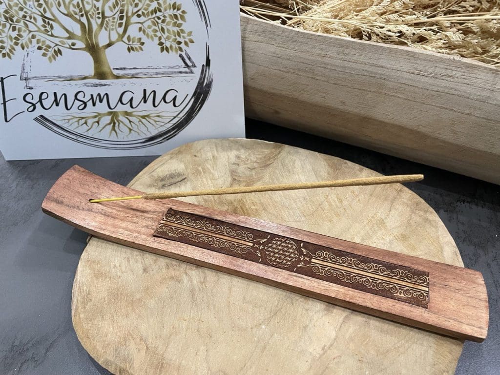 porte encens fleur de vie bois