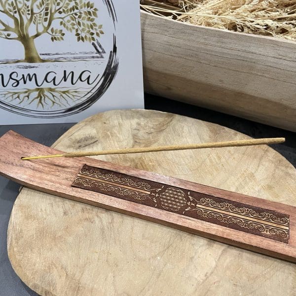 porte encens fleur de vie bois
