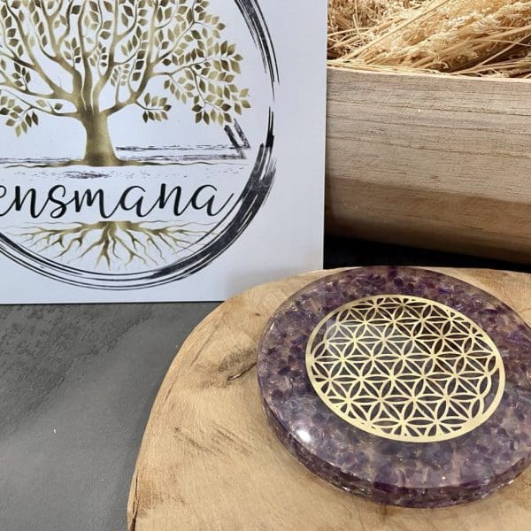 plateau de rechargement fleur de vie amethyste