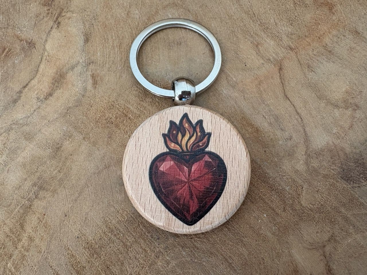 IMAGE 2026-03-27 10:21:45 Porte clef Ex-voto, "voeux du coeur", impression couleur sur bois, 4 cm – Image 1