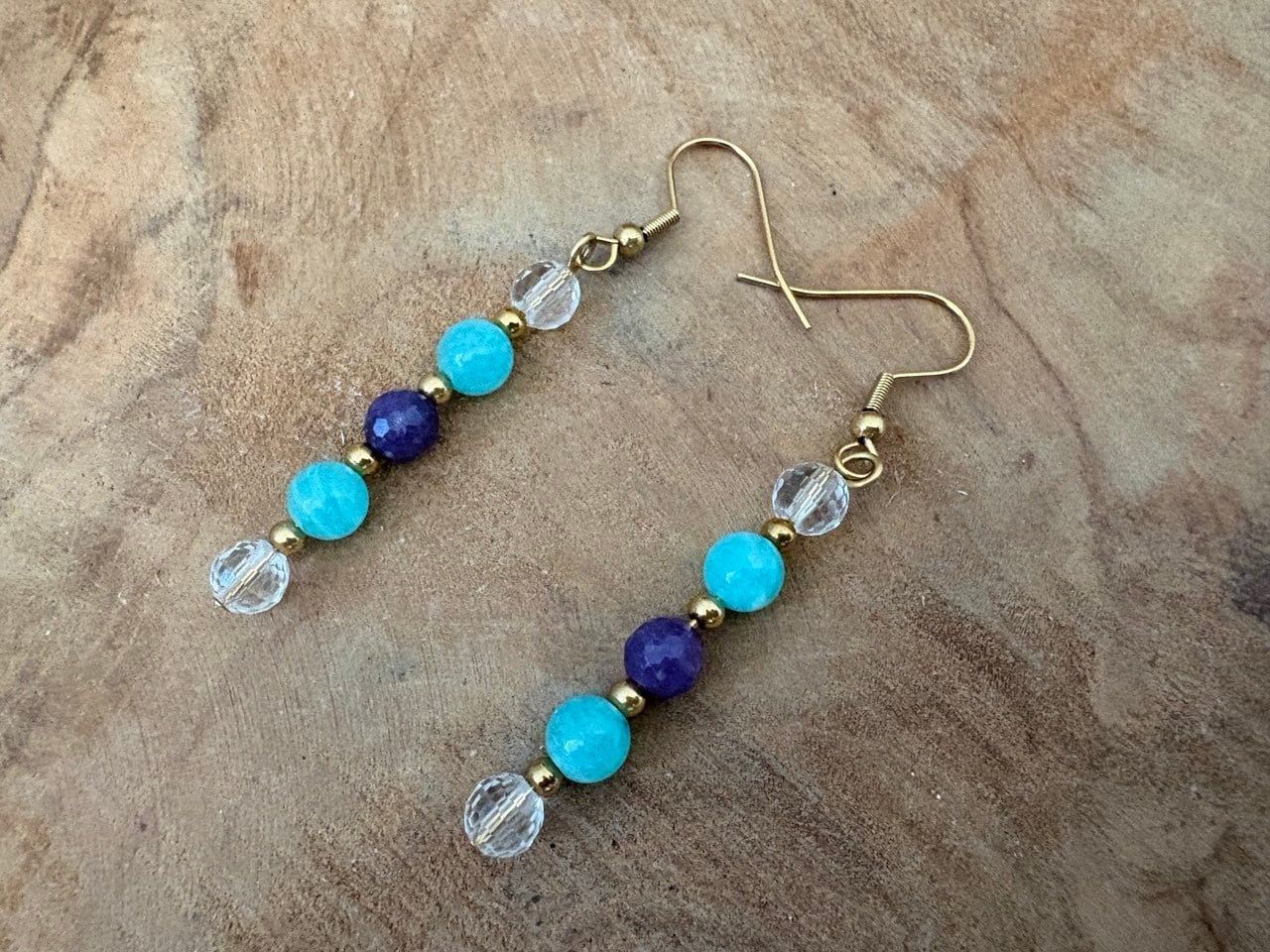 IMAGE 2026-07-25 18:53:33 Boucles d'oreilles "Oser être soi" Lépidolite, Amazonite, Cristal de roche perles 6mm – Image 1